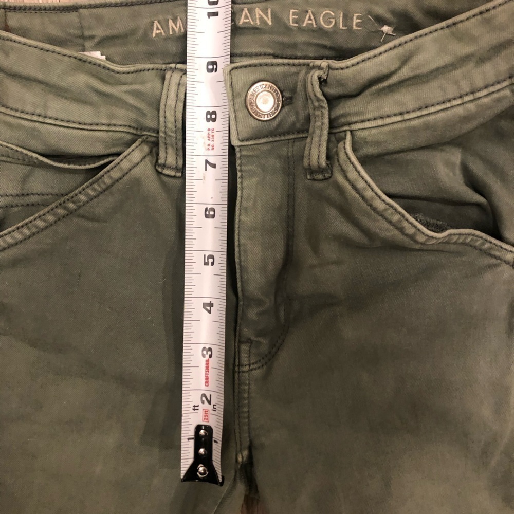American Eagle Next Level Stretch 2 Long Skinny Jeans Olive - Picture 7 of 10